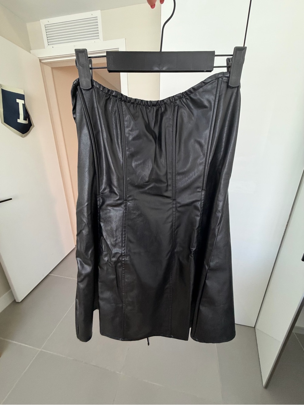 Faux Leather Black Mini Dress